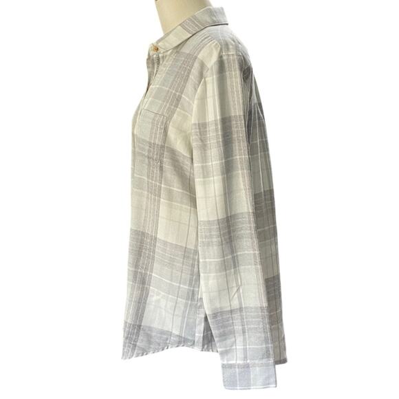 Kuhl Women's Kamila Flannel Shirt Light Gray Plaid Button Down Size SMALL - Picture 3 of 9